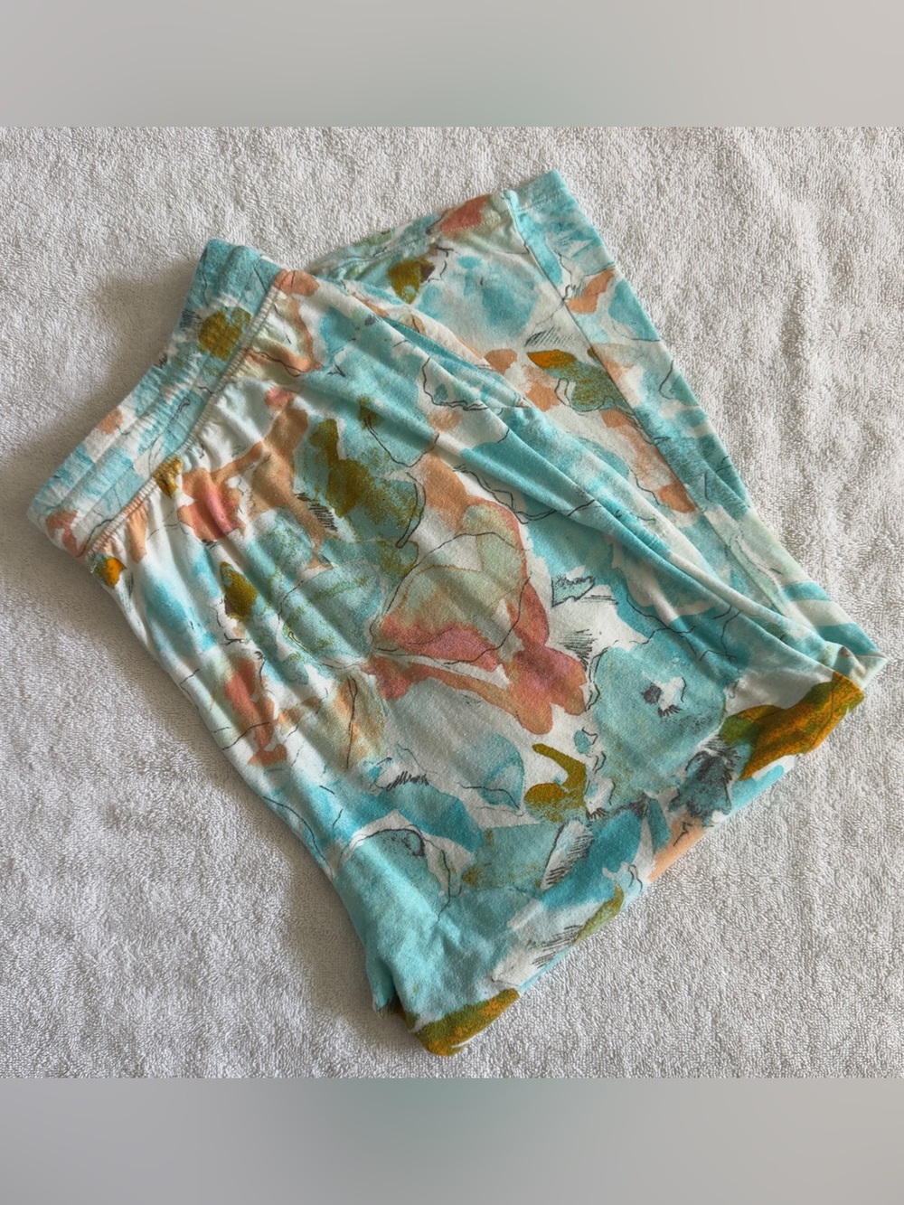 Ambrielle Aqua Floral Print Pajama Capris Size L